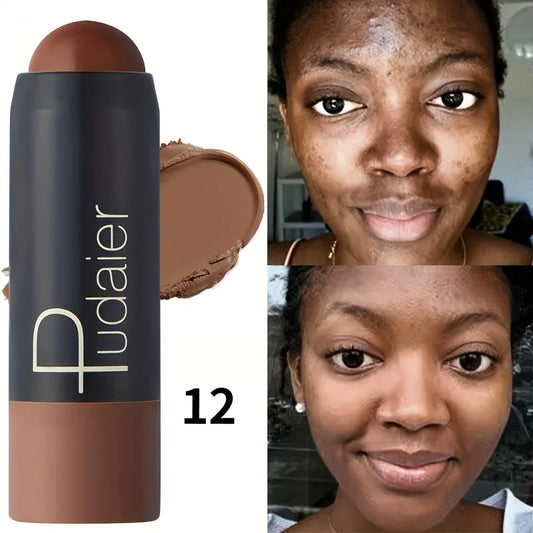2-in-1 Foundation & Concealer Stick, Waterproof Long Wear, Full Cover, Hide Blemishes, Smooth Base Makeup